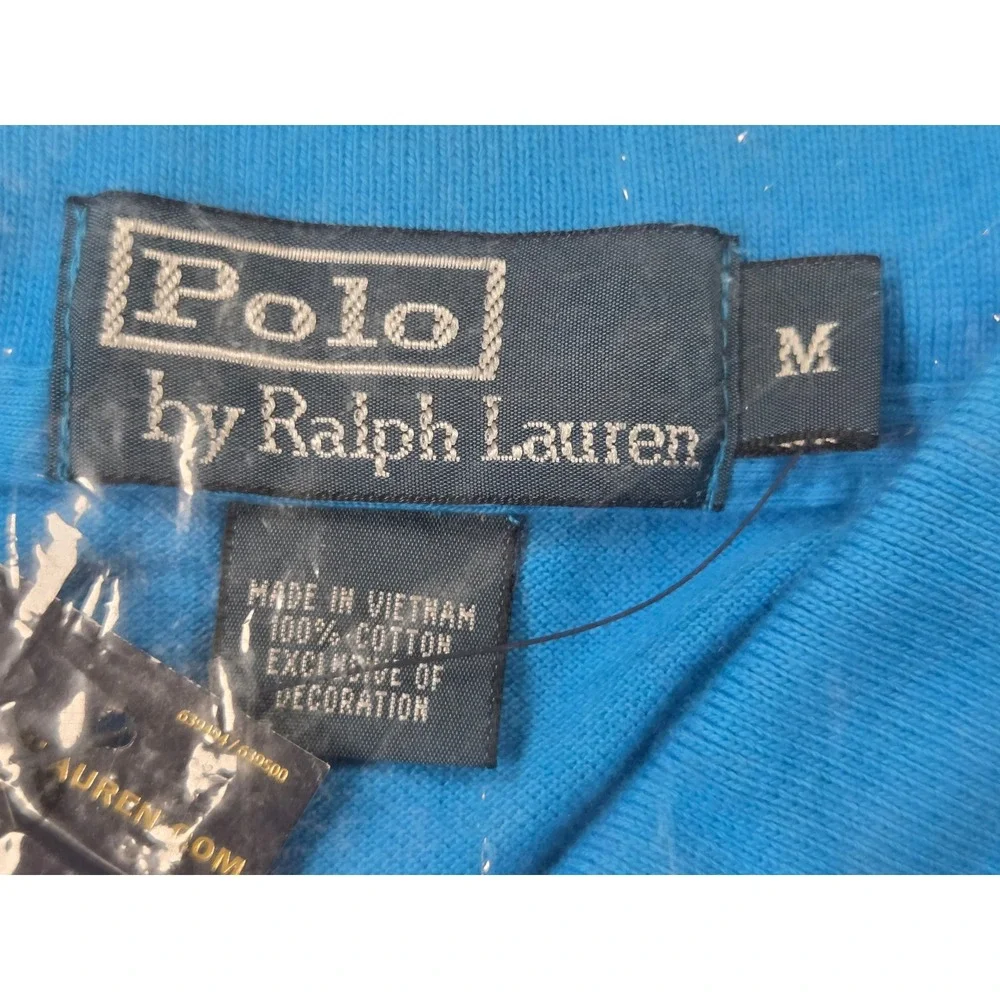 NEW Polo Ralph Lauren Shirt Mens Blue Orange Crest Pony M Vintage NWT